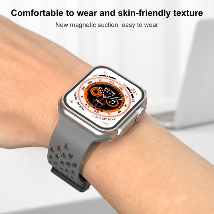 Magnetic Clasp Silicone Watch Band For Apple Watch Ultra 49mm / Series 8&7 45mm / SE 2&6&SE&5&4 44mm / 3&2&1 42mm(White) -  by PMC Jewellery | Online Shopping South Africa | PMC Jewellery