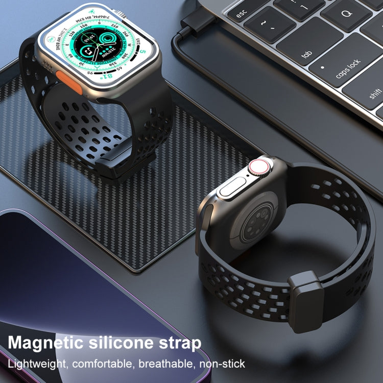 Magnetic Clasp Silicone Watch Band For Apple Watch Ultra 49mm / Series 8&7 45mm / SE 2&6&SE&5&4 44mm / 3&2&1 42mm(Rock Cyan) -  by PMC Jewellery | Online Shopping South Africa | PMC Jewellery