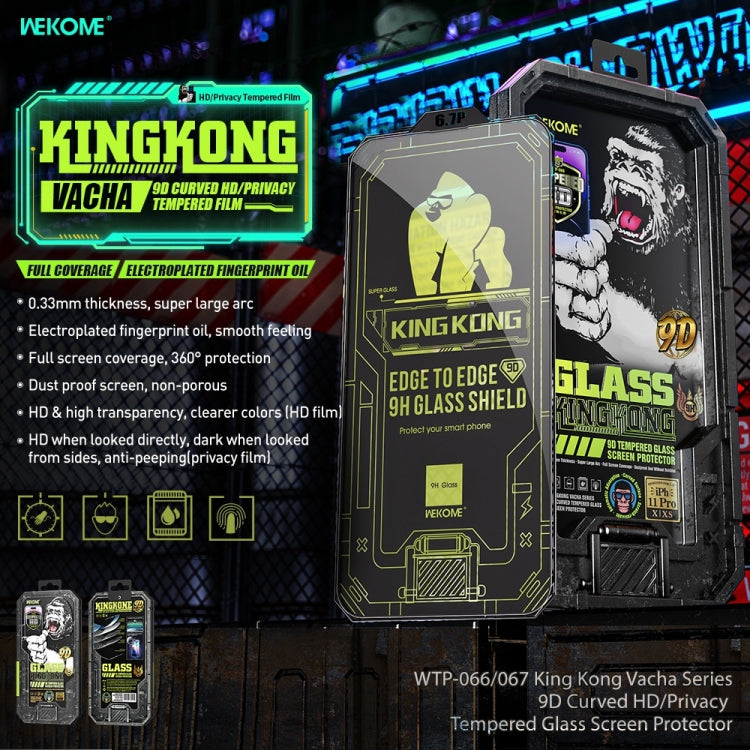 For iPhone 13 Pro Max WK WTP-067 King Kong Vacha 9D Curved Privacy Tempered Glass Film(Black) - iPhone 13 Pro Max Tempered Glass by WK | Online Shopping South Africa | PMC Jewellery