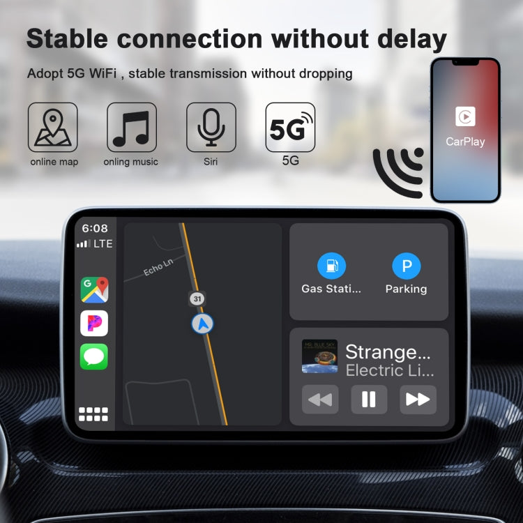 THT-020-2 USB + USB-C / Type-C Wired to Wireless Carplay Adapter for iPhone(Black) - Bluetooth Adapters by PMC Jewellery | Online Shopping South Africa | PMC Jewellery | Buy Now Pay Later Mobicred