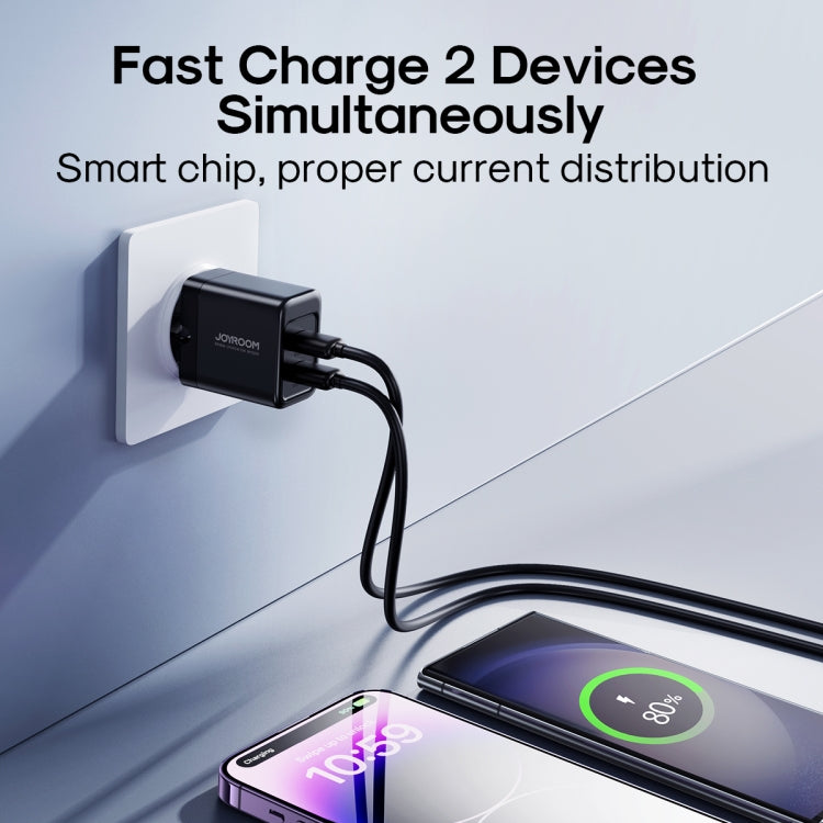 JOYROOM JR-TCN01 2.4A Dual Ports USB Charger, Plug:EU Plug(Black) - USB Charger by JOYROOM | Online Shopping South Africa | PMC TechLife