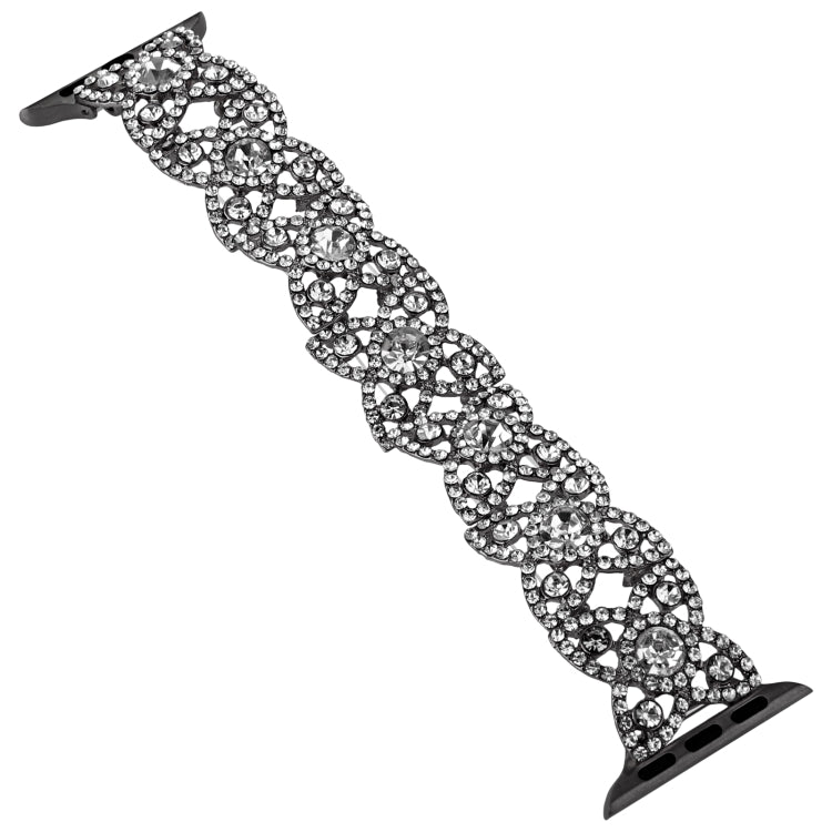 4-Petal Diamond Metal Watch Band For Apple Watch Ultra 49mm(Black) -  by PMC Jewellery | Online Shopping South Africa | PMC Jewellery