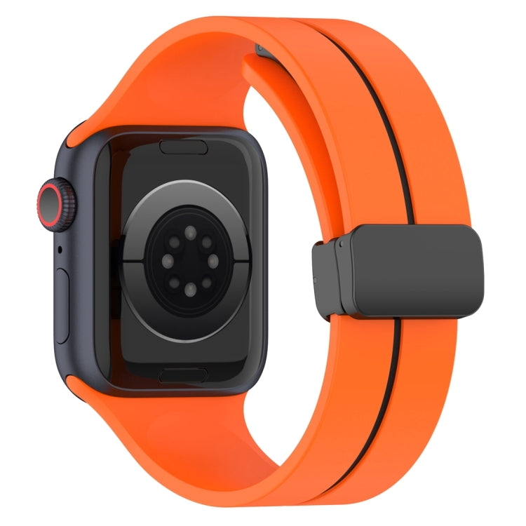 Two Color Folding Buckle Silicone Watch Band For Apple Watch Ultra 49mm(Orange+Black) - Watch Bands by PMC Jewellery | Online Shopping South Africa | PMC Jewellery