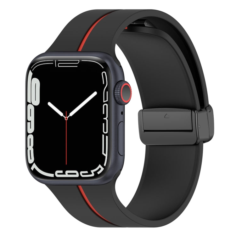 Two Color Folding Buckle Silicone Watch Band For Apple Watch Ultra 49mm(Black+Red) -  by PMC Jewellery | Online Shopping South Africa | PMC Jewellery