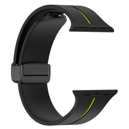 Two Color Folding Buckle Silicone Watch Band For Apple Watch Ultra 49mm(Black+Lime) -  by PMC Jewellery | Online Shopping South Africa | PMC Jewellery