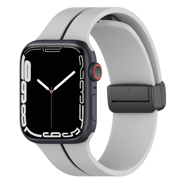 Two Color Folding Buckle Silicone Watch Band For Apple Watch Ultra 49mm(Light Grey+Black) -  by PMC Jewellery | Online Shopping South Africa | PMC Jewellery