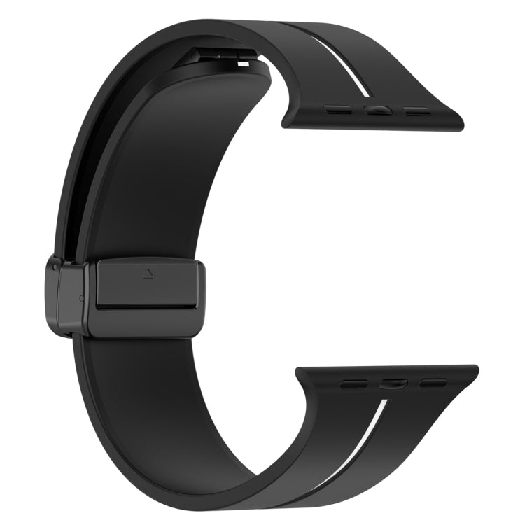 Two Color Folding Buckle Silicone Watch Band For Apple Watch 8 41mm(Black+White) -  by PMC Jewellery | Online Shopping South Africa | PMC Jewellery