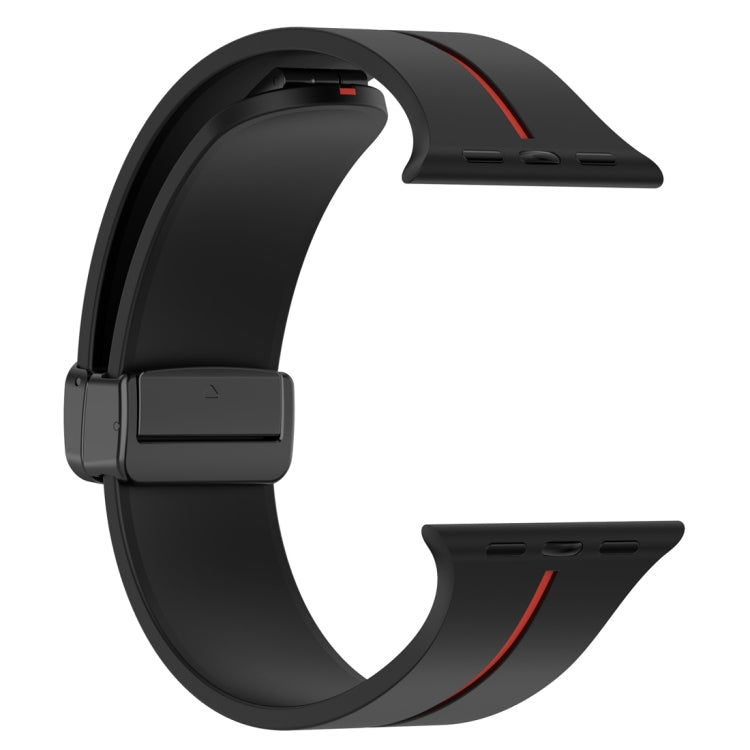 Two Color Folding Buckle Silicone Watch Band For Apple Watch 8 41mm(Black+Red) -  by PMC Jewellery | Online Shopping South Africa | PMC Jewellery