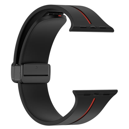 Two Color Folding Buckle Silicone Watch Band For Apple Watch 8 41mm(Black+Red) -  by PMC Jewellery | Online Shopping South Africa | PMC Jewellery