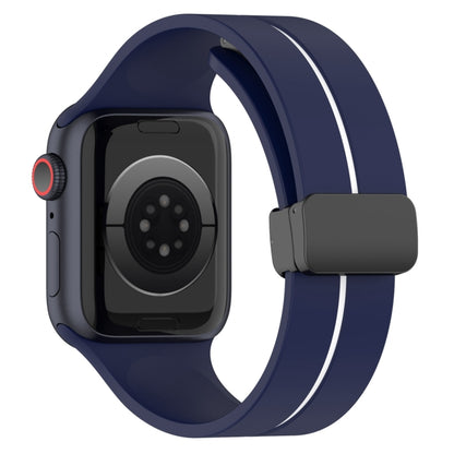 Two Color Folding Buckle Silicone Watch Band For Apple Watch 8 41mm(Midnight Blue+White) -  by PMC Jewellery | Online Shopping South Africa | PMC Jewellery