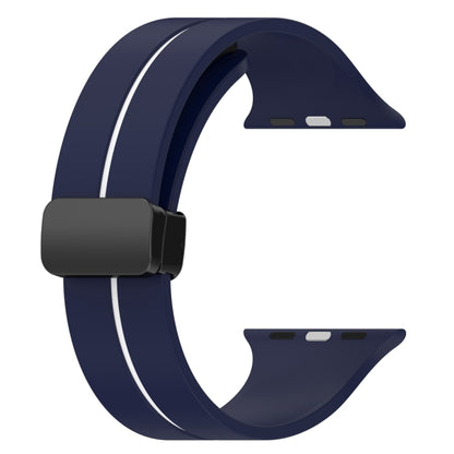 Two Color Folding Buckle Silicone Watch Band For Apple Watch 8 41mm(Midnight Blue+White) -  by PMC Jewellery | Online Shopping South Africa | PMC Jewellery