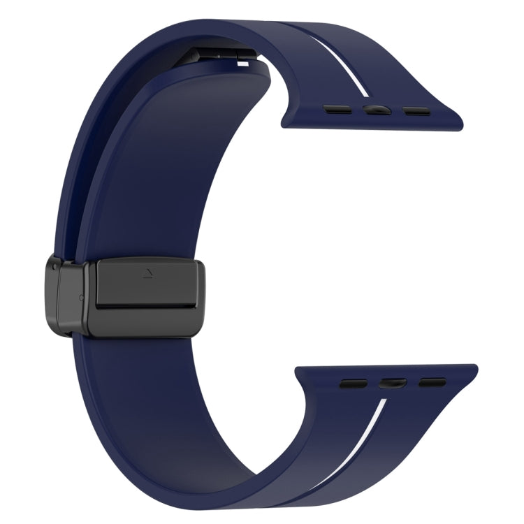 Two Color Folding Buckle Silicone Watch Band For Apple Watch 8 41mm(Midnight Blue+White) -  by PMC Jewellery | Online Shopping South Africa | PMC Jewellery