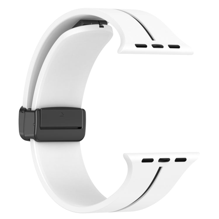 Two Color Folding Buckle Silicone Watch Band For Apple Watch 8 45mm(White+Black) -  by PMC Jewellery | Online Shopping South Africa | PMC Jewellery