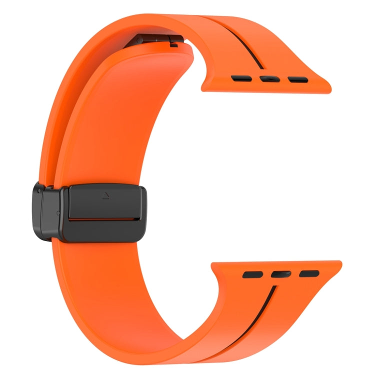 Two Color Folding Buckle Silicone Watch Band For Apple Watch 8 45mm(Orange+Black) -  by PMC Jewellery | Online Shopping South Africa | PMC Jewellery