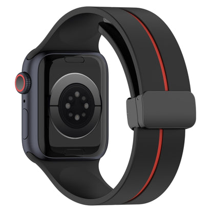 Two Color Folding Buckle Silicone Watch Band For Apple Watch 8 45mm(Black+Red) - Watch Bands by PMC Jewellery | Online Shopping South Africa | PMC Jewellery