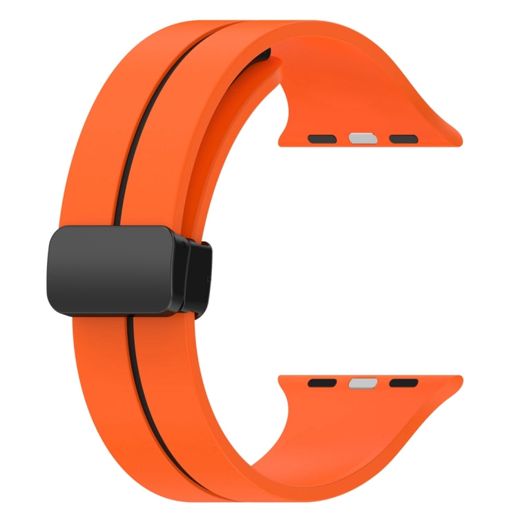 Two Color Folding Buckle Silicone Watch Band For Apple Watch 7 41mm(Orange+Black) - Watch Bands by PMC Jewellery | Online Shopping South Africa | PMC Jewellery