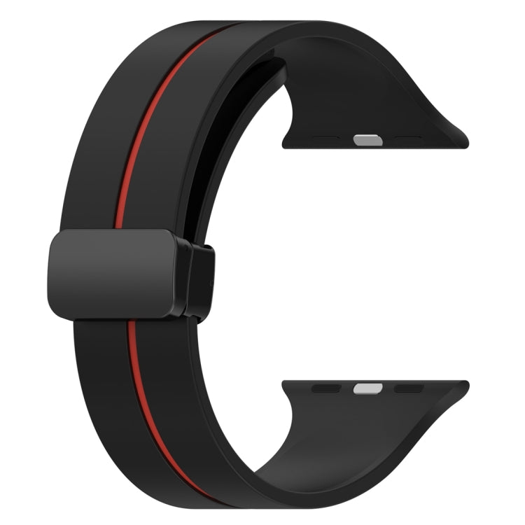 Two Color Folding Buckle Silicone Watch Band For Apple Watch 7 41mm(Black+Red) -  by PMC Jewellery | Online Shopping South Africa | PMC Jewellery