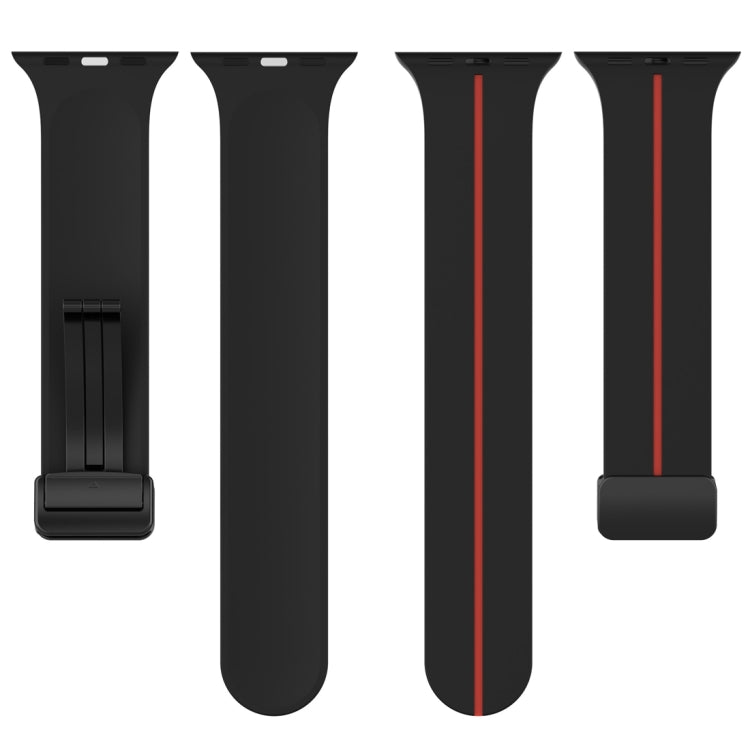 Two Color Folding Buckle Silicone Watch Band For Apple Watch 7 45mm(Black+Red) - Watch Bands by PMC TechLife | Online Shopping South Africa | PMC TechLife
