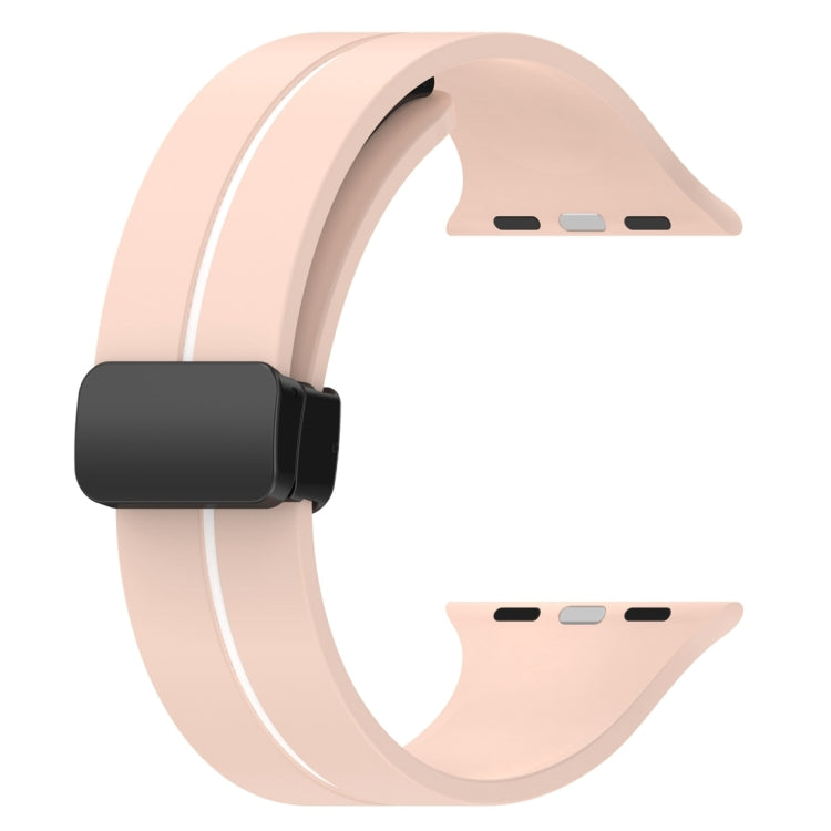 Two Color Folding Buckle Silicone Watch Band For Apple Watch SE 2022 40mm(Pink+White) -  by PMC Jewellery | Online Shopping South Africa | PMC Jewellery