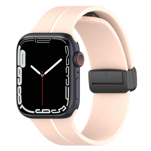 Two Color Folding Buckle Silicone Watch Band For Apple Watch SE 2022 44mm(Pink+White) -  by PMC Jewellery | Online Shopping South Africa | PMC Jewellery