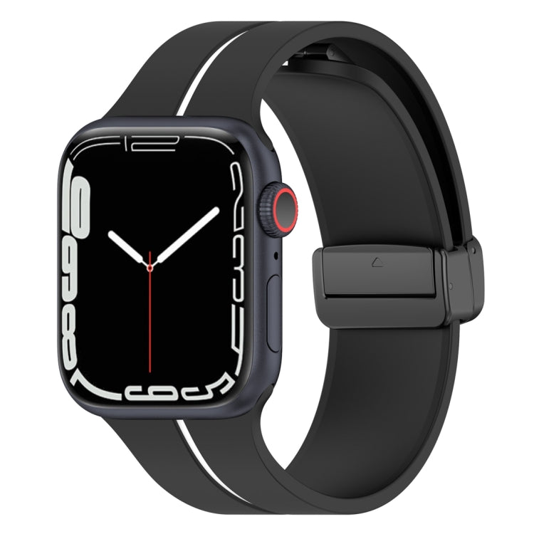 Two Color Folding Buckle Silicone Watch Band For Apple Watch SE 40mm(Black+White) -  by PMC Jewellery | Online Shopping South Africa | PMC Jewellery