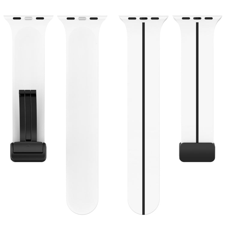 Two Color Folding Buckle Silicone Watch Band For Apple Watch 6 40mm(White+Black) -  by PMC TechLife | Online Shopping South Africa | PMC TechLife
