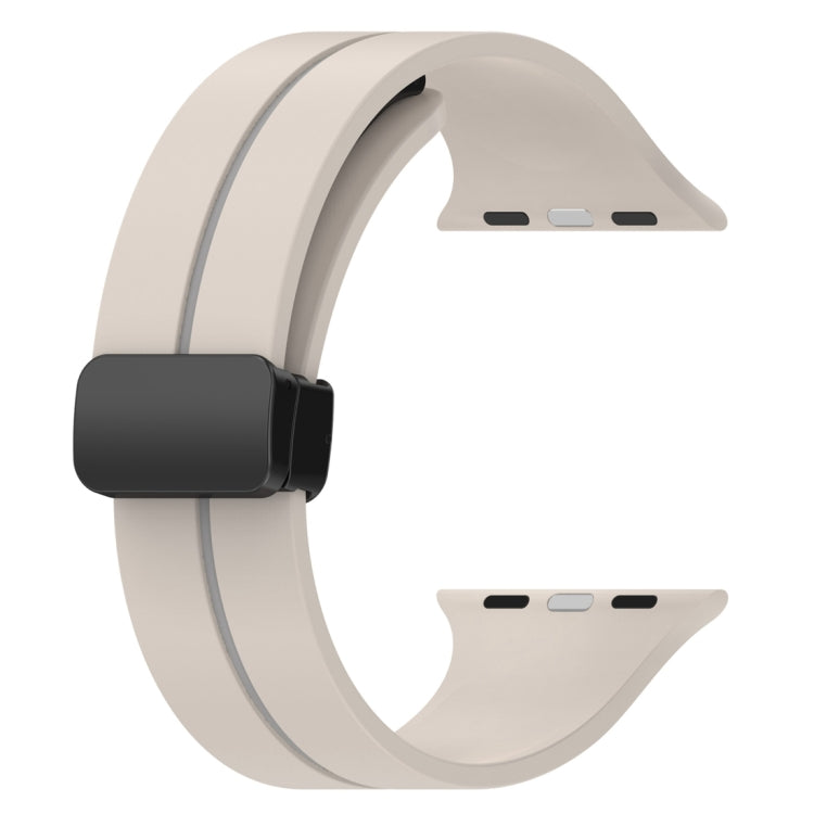 Two Color Folding Buckle Silicone Watch Band For Apple Watch 6 40mm(Starlight+Grey) -  by PMC TechLife | Online Shopping South Africa | PMC TechLife