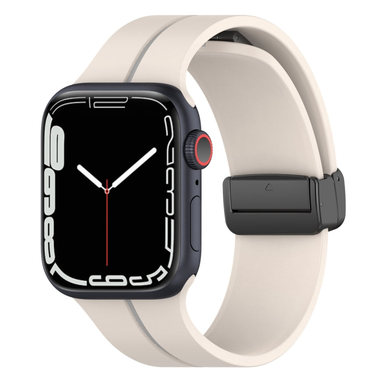 Two Color Folding Buckle Silicone Watch Band For Apple Watch 6 44mm(Starlight+Grey) -  by PMC TechLife | Online Shopping South Africa | PMC TechLife