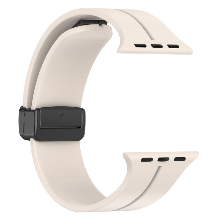 Two Color Folding Buckle Silicone Watch Band For Apple Watch 6 44mm(Starlight+Grey) -  by PMC TechLife | Online Shopping South Africa | PMC TechLife
