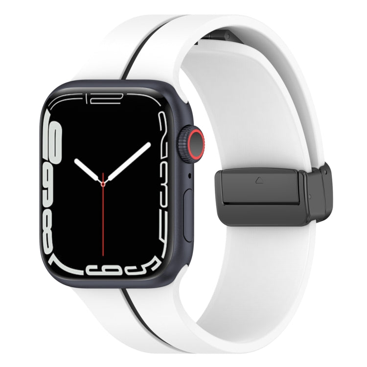 Two Color Folding Buckle Silicone Watch Band For Apple Watch 5 40mm(White+Black) -  by PMC TechLife | Online Shopping South Africa | PMC TechLife