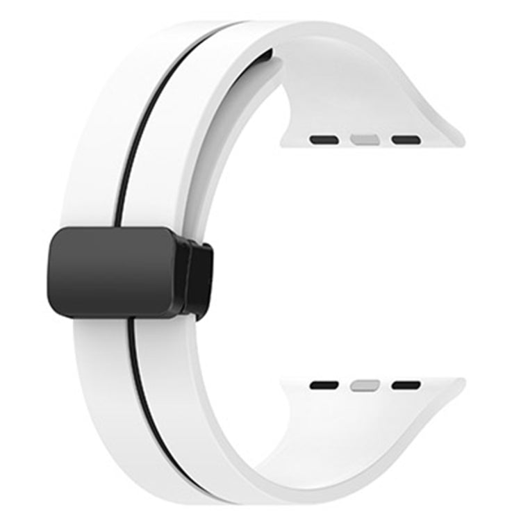 Two Color Folding Buckle Silicone Watch Band For Apple Watch 5 40mm(White+Black) -  by PMC TechLife | Online Shopping South Africa | PMC TechLife