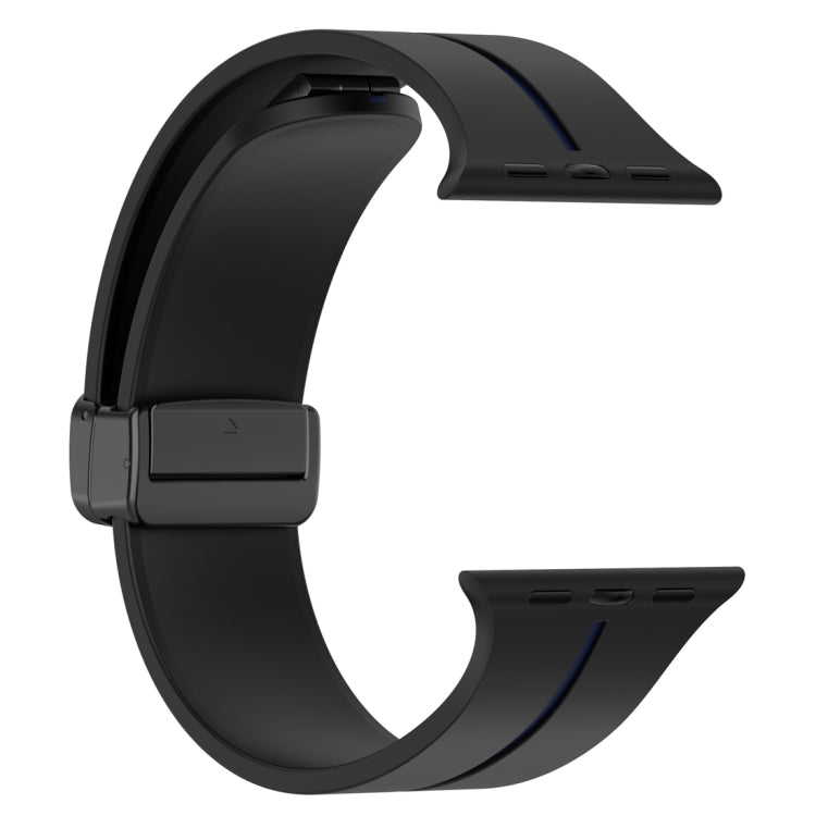 Two Color Folding Buckle Silicone Watch Band For Apple Watch 5 40mm(Black+Blue) -  by PMC TechLife | Online Shopping South Africa | PMC TechLife