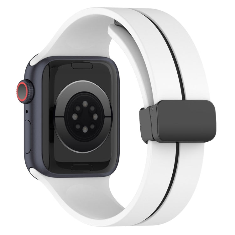 Two Color Folding Buckle Silicone Watch Band For Apple Watch 5 44mm(White+Black) -  by PMC TechLife | Online Shopping South Africa | PMC TechLife