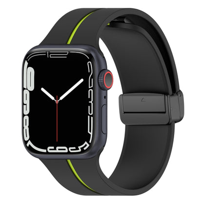 Two Color Folding Buckle Silicone Watch Band For Apple Watch 4 40mm(Black+Lime) -  by PMC Jewellery | Online Shopping South Africa | PMC Jewellery