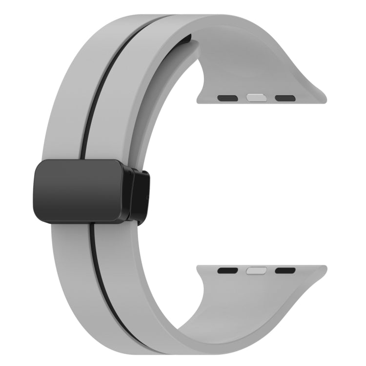 Two Color Folding Buckle Silicone Watch Band For Apple Watch 4 40mm(Light Grey+Black) -  by PMC TechLife | Online Shopping South Africa | PMC TechLife