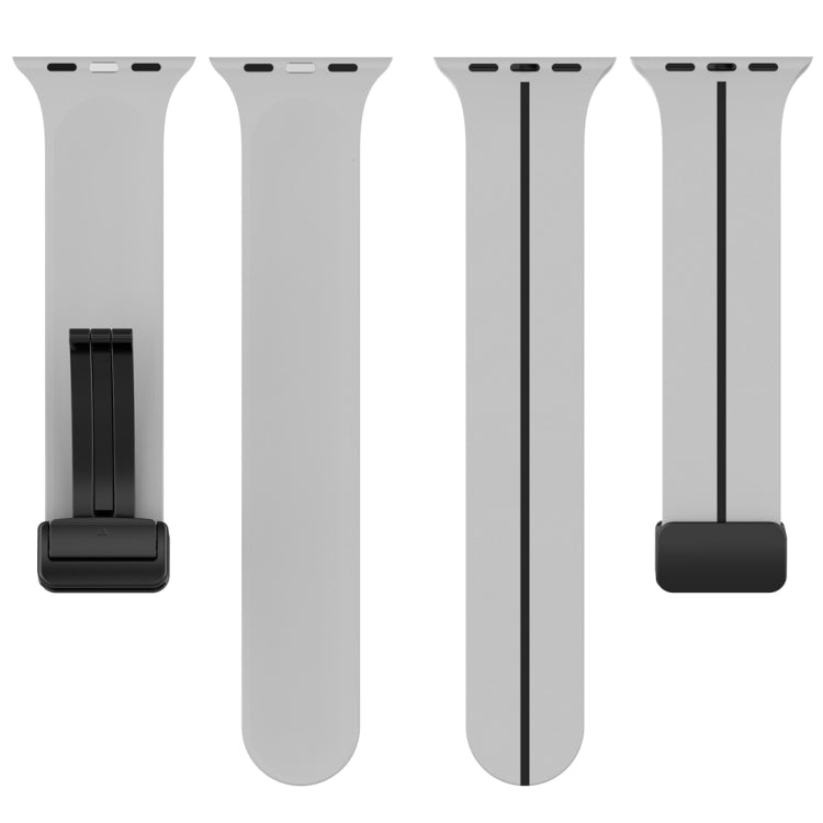 Two Color Folding Buckle Silicone Watch Band For Apple Watch 4 40mm(Light Grey+Black) -  by PMC TechLife | Online Shopping South Africa | PMC TechLife