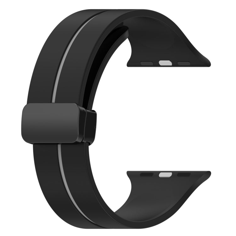 Two Color Folding Buckle Silicone Watch Band For Apple Watch 4 44mm(Black+Grey) -  by PMC TechLife | Online Shopping South Africa | PMC TechLife