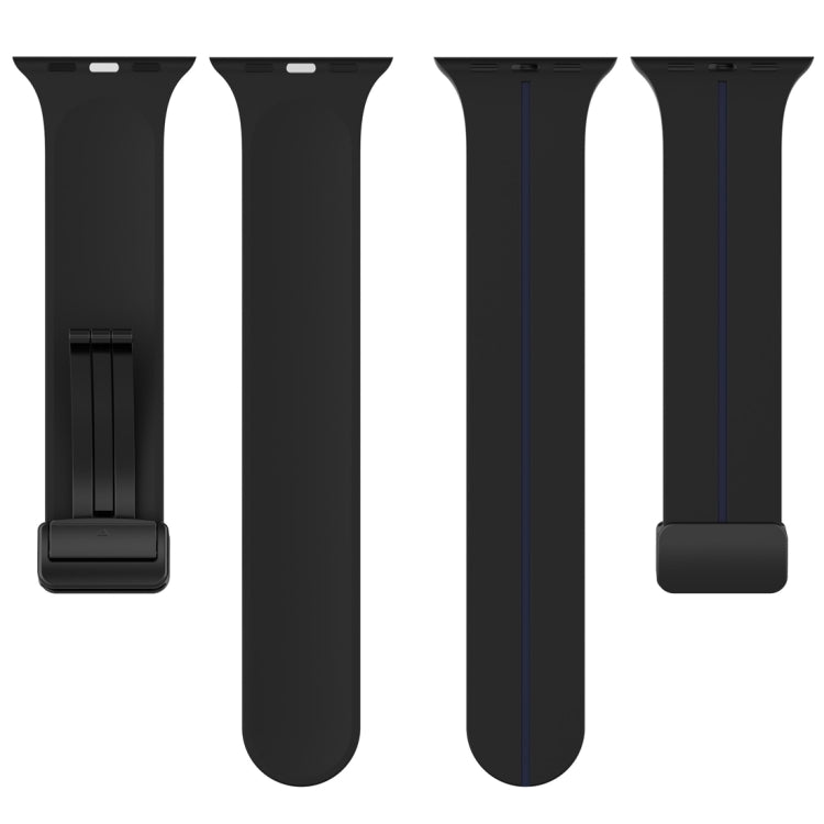 Two Color Folding Buckle Silicone Watch Band For Apple Watch 4 44mm(Black+Blue) -  by PMC TechLife | Online Shopping South Africa | PMC TechLife
