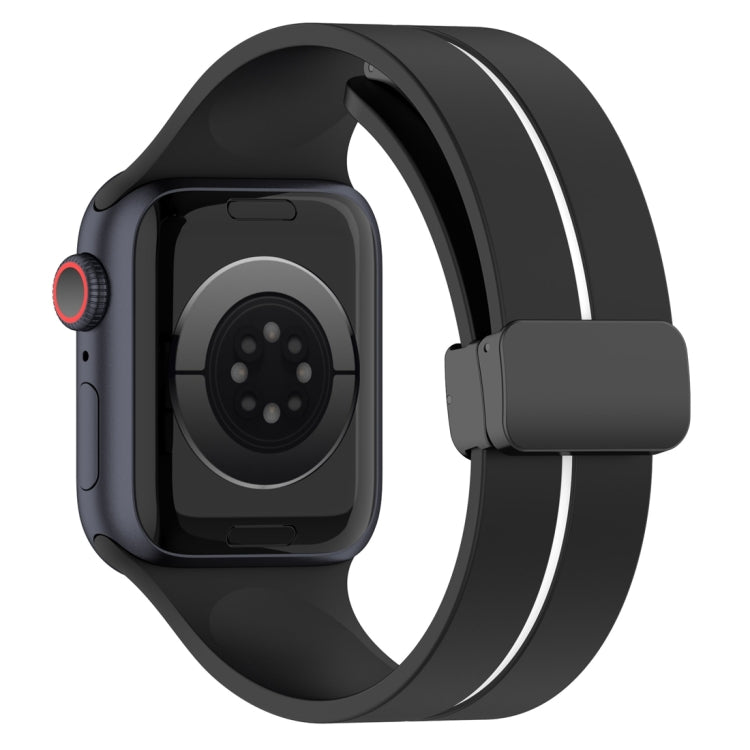 Two Color Folding Buckle Silicone Watch Band For Apple Watch 3 38mm(Black+White) -  by PMC TechLife | Online Shopping South Africa | PMC TechLife