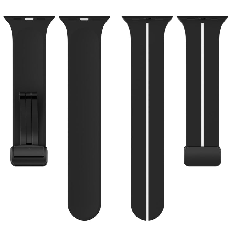 Two Color Folding Buckle Silicone Watch Band For Apple Watch 3 38mm(Black+White) -  by PMC TechLife | Online Shopping South Africa | PMC TechLife