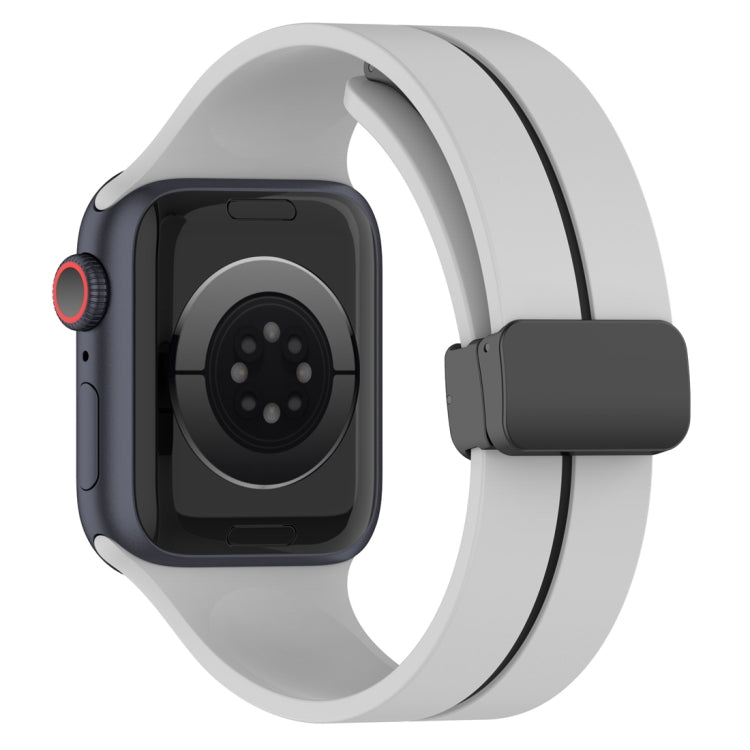 Two Color Folding Buckle Silicone Watch Band For Apple Watch 3 38mm(Light Grey+Black) -  by PMC TechLife | Online Shopping South Africa | PMC TechLife