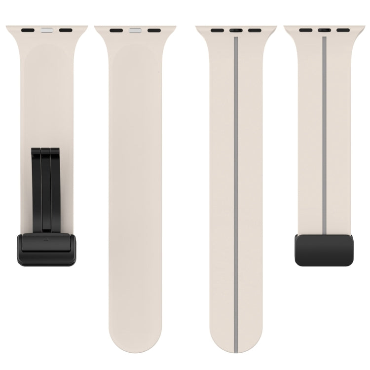 Two Color Folding Buckle Silicone Watch Band For Apple Watch 3 38mm(Starlight+Grey) -  by PMC TechLife | Online Shopping South Africa | PMC TechLife