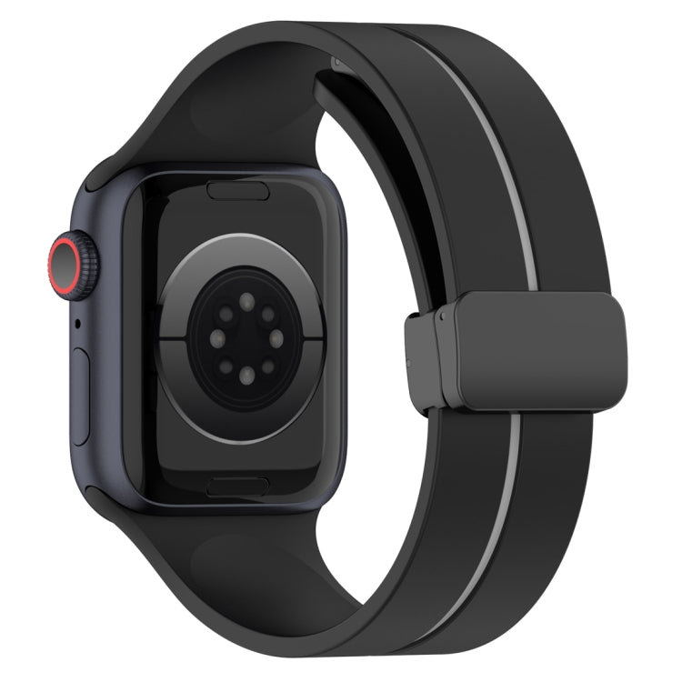 Two Color Folding Buckle Silicone Watch Band For Apple Watch 2 42 mm(Black+Grey) -  by PMC TechLife | Online Shopping South Africa | PMC TechLife