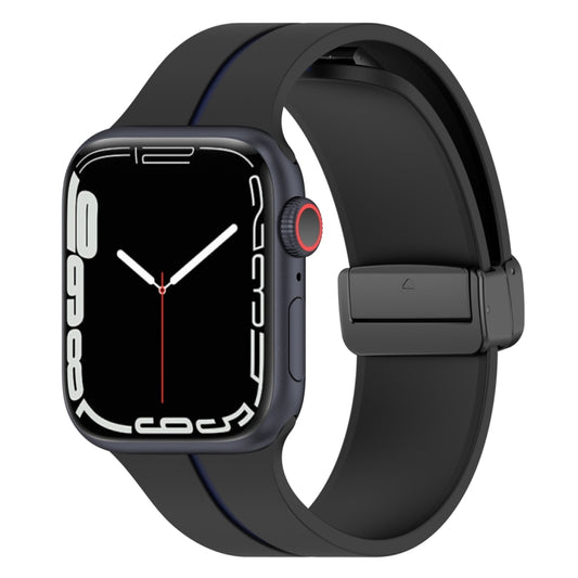 Two Color Folding Buckle Silicone Watch Band For Apple Watch 2 42 mm(Black+Blue) -  by PMC Jewellery | Online Shopping South Africa | PMC Jewellery