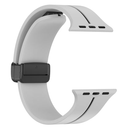 Two Color Folding Buckle Silicone Watch Band For Apple Watch 2 42 mm(Light Grey+Black) -  by PMC Jewellery | Online Shopping South Africa | PMC Jewellery