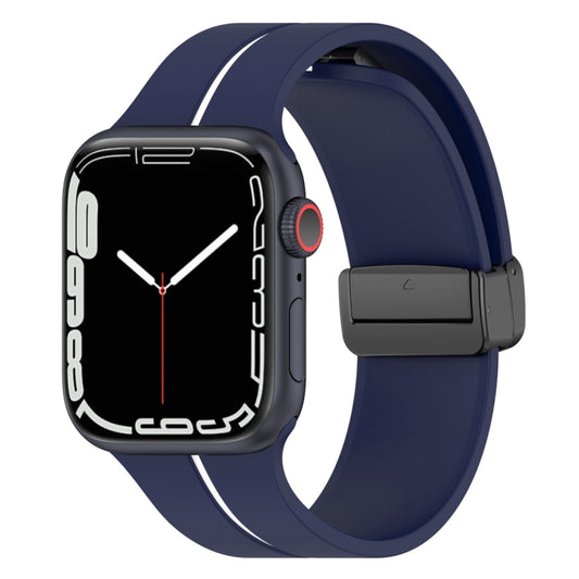 Two Color Folding Buckle Silicone Watch Band For Apple Watch 2 42 mm(Midnight Blue+White) -  by PMC Jewellery | Online Shopping South Africa | PMC Jewellery