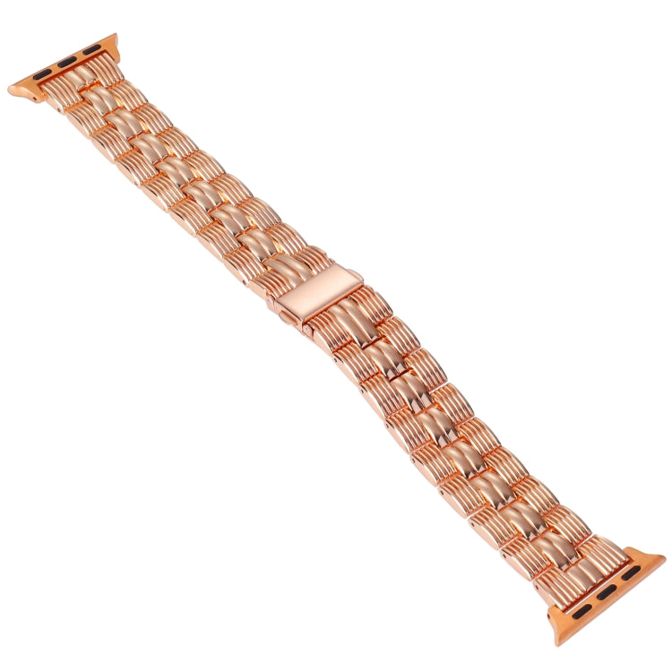 3-Beads Stripe Metal Watch Band For Apple Watch 8 45mm(Rose Gold) -  by PMC Jewellery | Online Shopping South Africa | PMC Jewellery