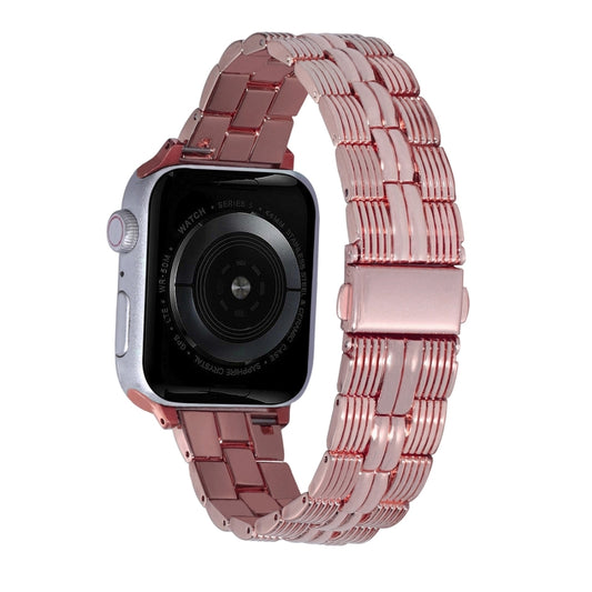 3-Beads Stripe Metal Watch Band For Apple Watch SE 2022 44mm(Rose Pink) -  by PMC Jewellery | Online Shopping South Africa | PMC Jewellery