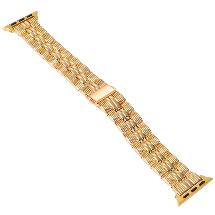 3-Beads Stripe Metal Watch Band For Apple Watch 5 44mm(Gold) -  by PMC Jewellery | Online Shopping South Africa | PMC Jewellery