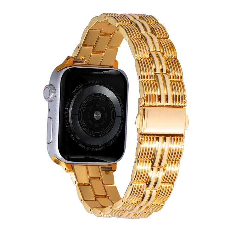 3-Beads Stripe Metal Watch Band For Apple Watch 4 44mm(Gold) -  by PMC TechLife | Online Shopping South Africa | PMC TechLife